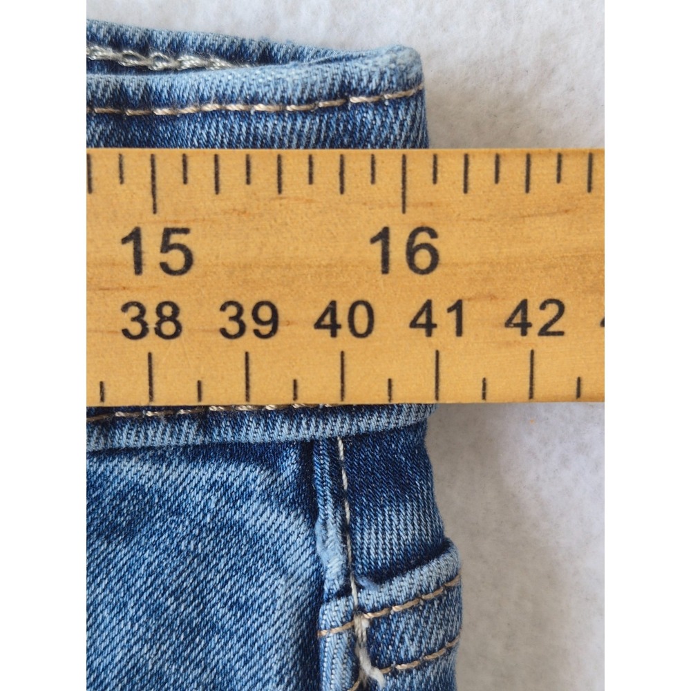 Signature Levi Strauss High Rise Denim Shorts Womens 14 W32 Blue Raw Hem Stretch - Picture 6 of 11
